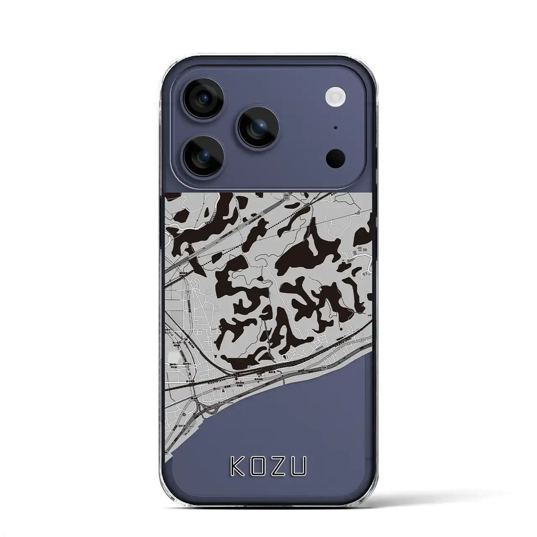 【国府津（神奈川県）】地図柄iPhoneケース（クリアタイプ）モノトーン・iPhone 17 Pro Max 用