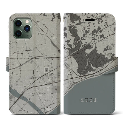 【国府津（神奈川県）】地図柄iPhoneケース（手帳タイプ）モノトーン・iPhone 11 Pro 用