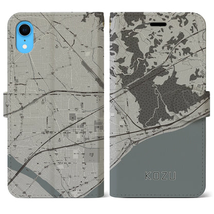 【国府津（神奈川県）】地図柄iPhoneケース（手帳タイプ）モノトーン・iPhone XR 用