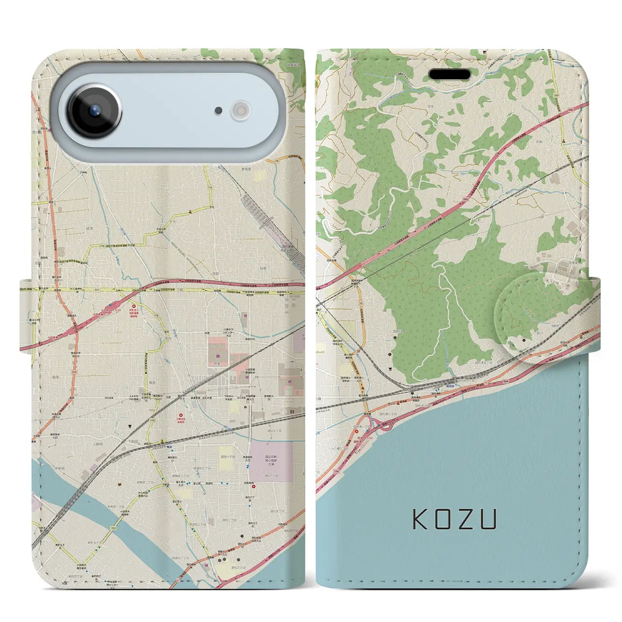 【国府津（神奈川県）】地図柄iPhoneケース（手帳タイプ）