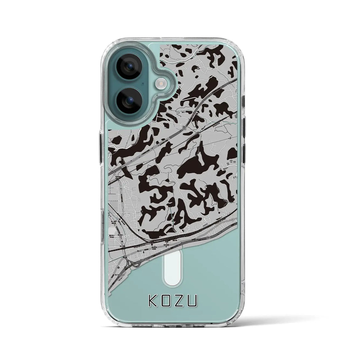 【国府津(神奈川県)】地図柄iPhoneケース(MagSafeタイプ)モノトーン・iPhone 16 Pro 用