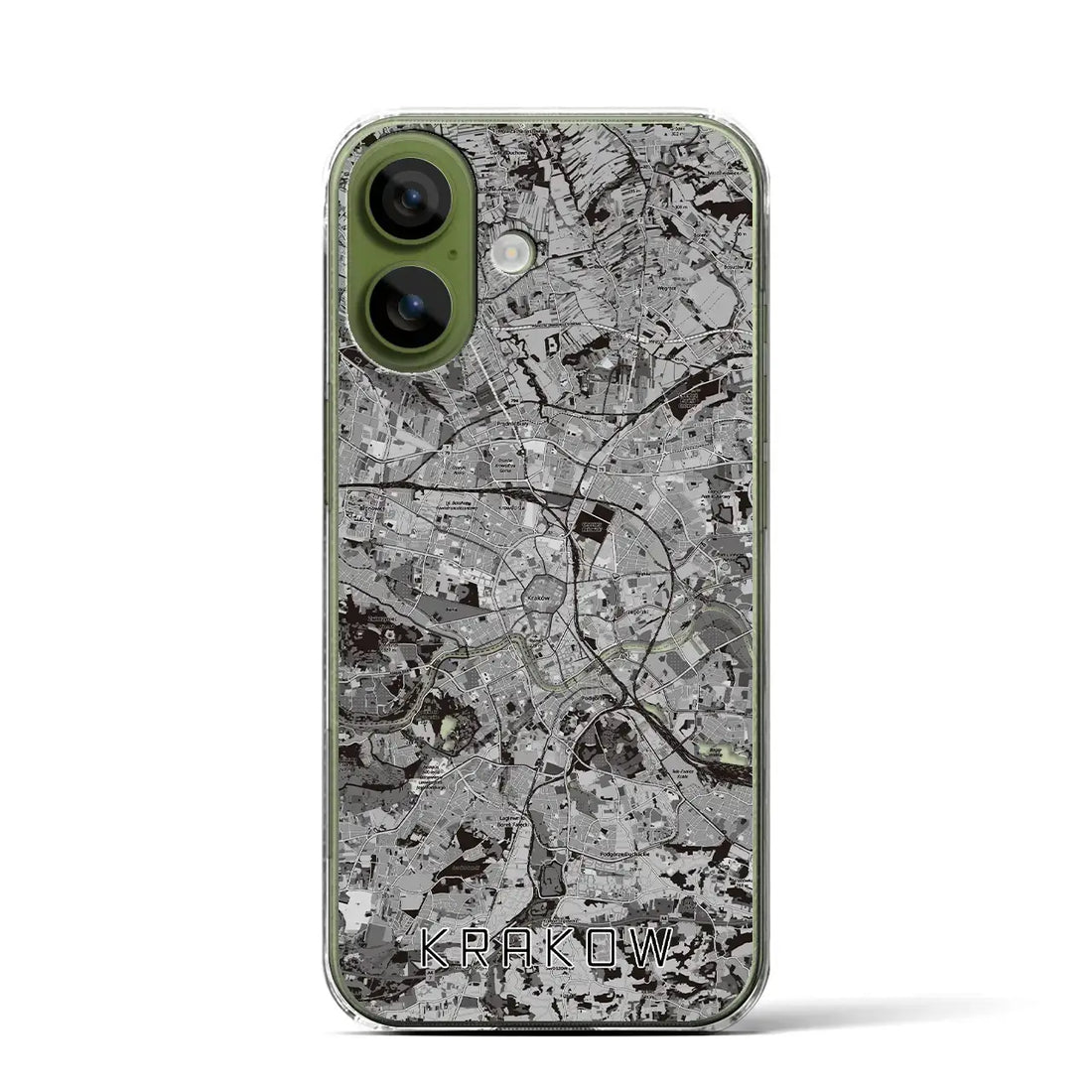 【クラクフ（ポーランド）】地図柄iPhoneケース（クリアタイプ）モノトーン・iPhone 17 Pro Max 用