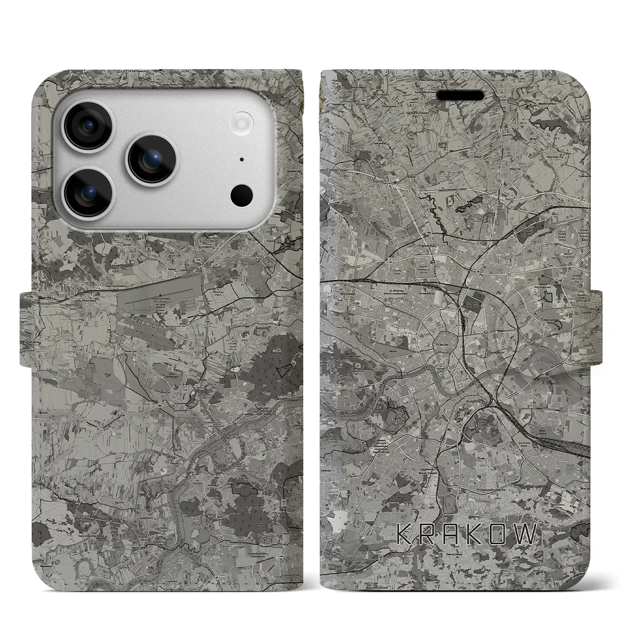 【クラクフ（ポーランド）】地図柄iPhoneケース（手帳タイプ）