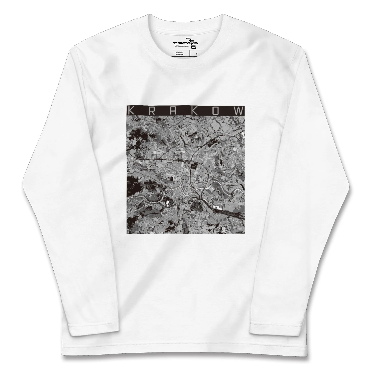 【クラクフ（ポーランド）】地図柄ロングスリーブTシャツ