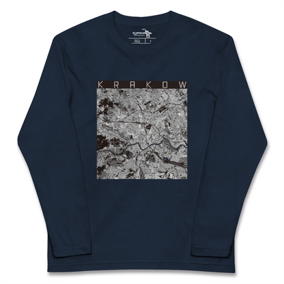 【クラクフ（ポーランド）】地図柄ロングスリーブTシャツ
