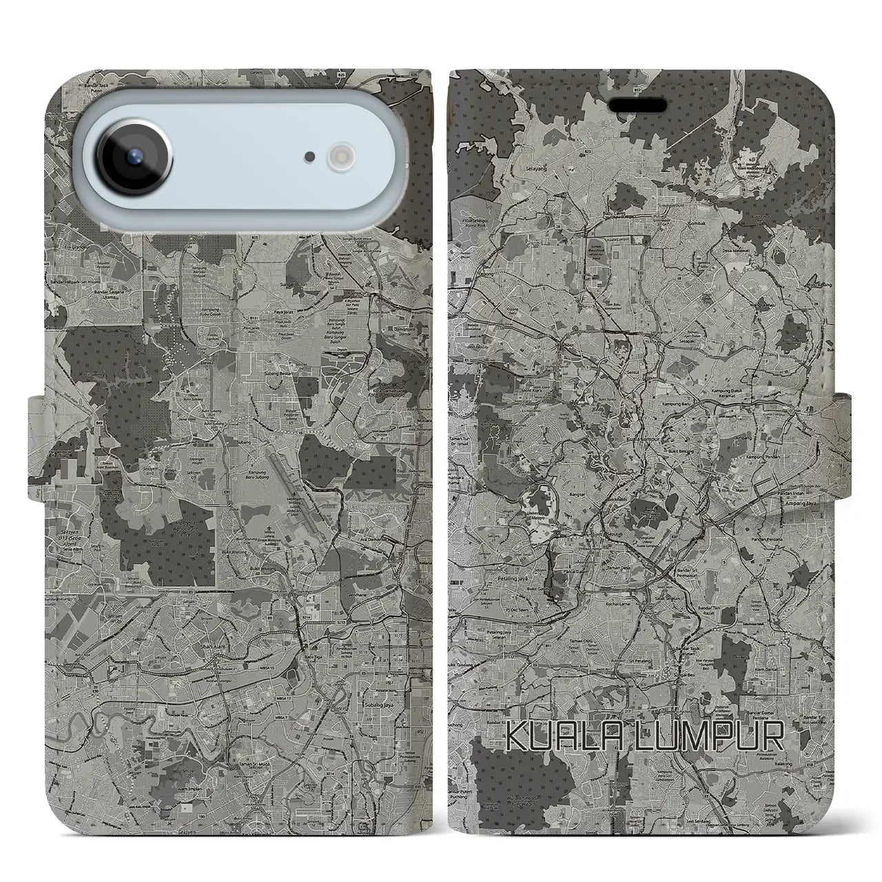 【クアラルンプール（マレーシア）】地図柄iPhoneケース（手帳タイプ）