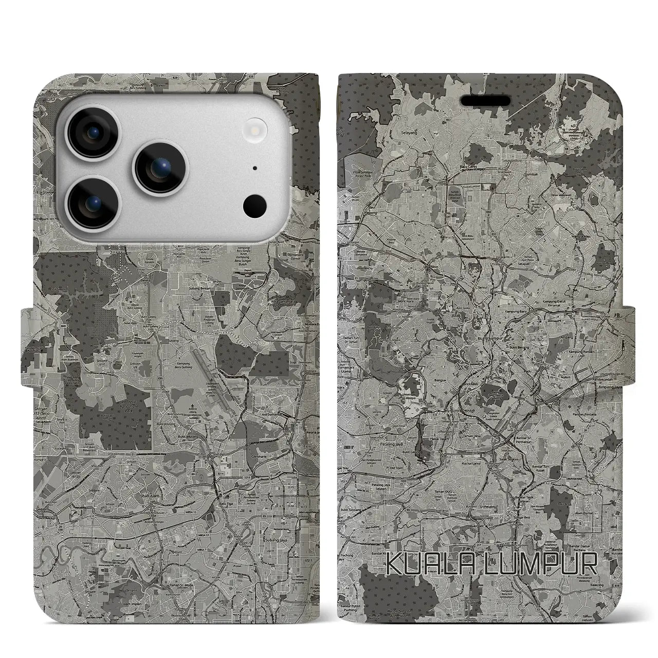 【クアラルンプール（マレーシア）】地図柄iPhoneケース（手帳タイプ）