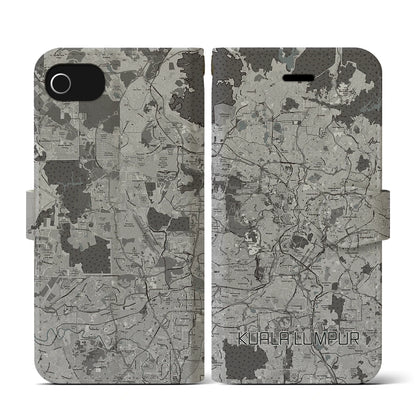 【クアラルンプール（マレーシア）】地図柄iPhoneケース（手帳タイプ）モノトーン・iPhone SE（第3 / 第2世代） / 8 / 7 / 6s / 6 用