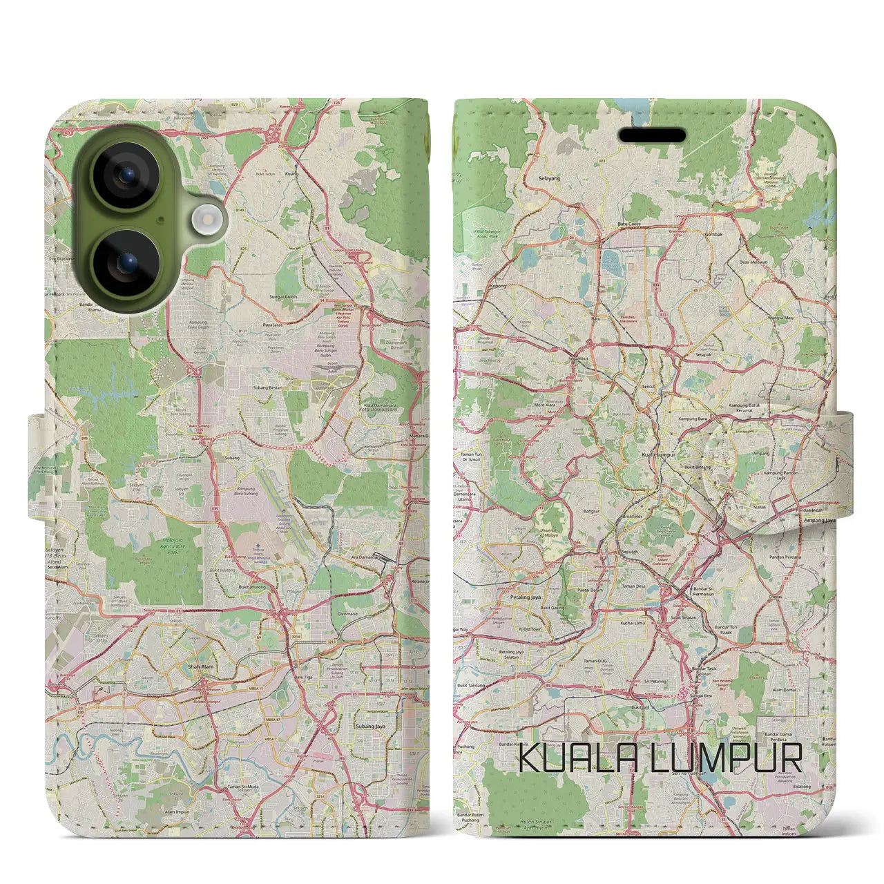 【クアラルンプール（マレーシア）】地図柄iPhoneケース（手帳タイプ）