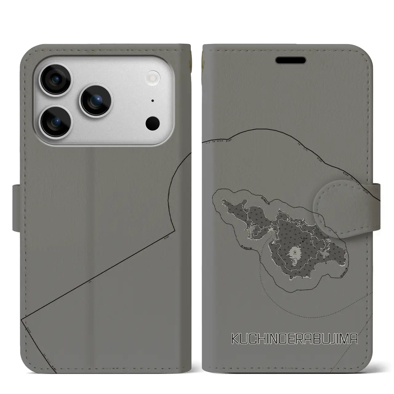 【口永良部島（鹿児島県）】地図柄iPhoneケース（手帳タイプ）