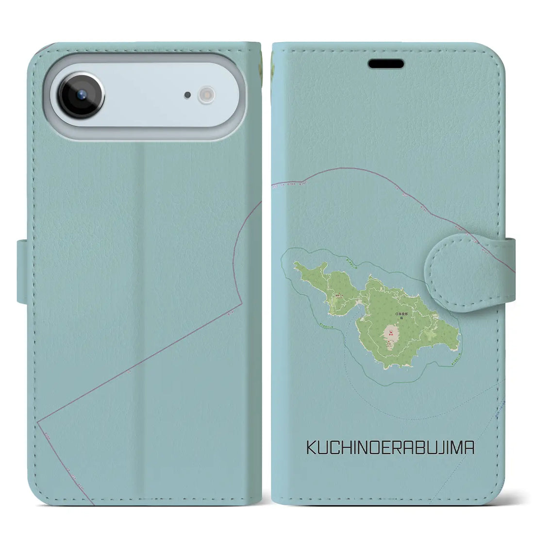 【口永良部島（鹿児島県）】地図柄iPhoneケース（手帳タイプ）モノトーン・iPhone 17 Pro Max 用
