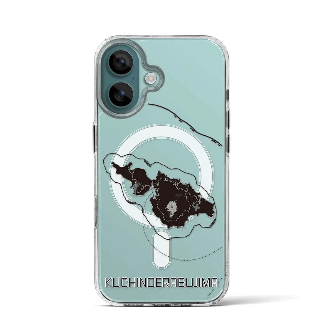 【口永良部島（鹿児島県）】地図柄iPhoneケース（MagSafeタイプ）モノトーン・iPhone 16 Pro 用