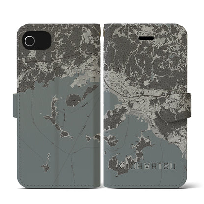 【下松（山口県）】地図柄iPhoneケース（手帳タイプ）モノトーン・iPhone SE（第3 / 第2世代） / 8 / 7 / 6s / 6 用