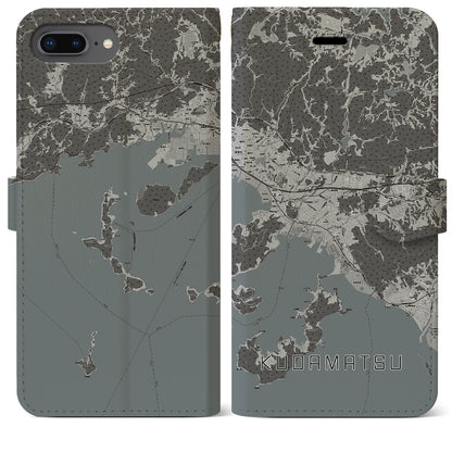 【下松（山口県）】地図柄iPhoneケース（手帳タイプ）モノトーン・iPhone 8Plus /7Plus / 6sPlus / 6Plus 用