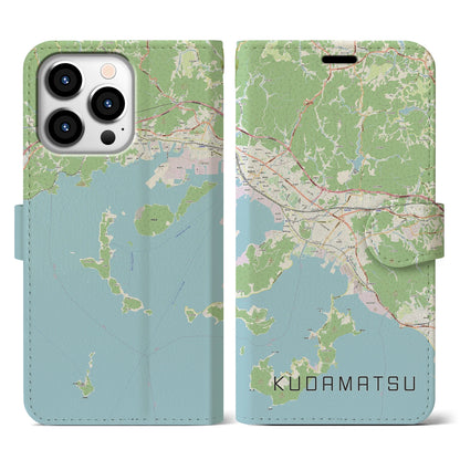 【下松（山口県）】地図柄iPhoneケース（手帳タイプ）ナチュラル・iPhone 13 Pro 用