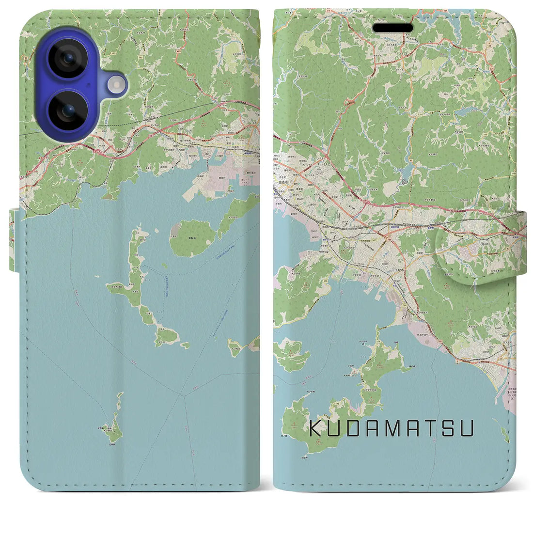 【下松(山口県)】地図柄iPhoneケース(手帳タイプ)ナチュラル・iPhone 16 Pro Max 用