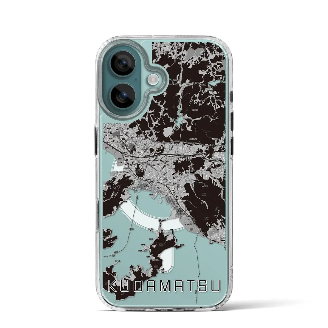 【下松(山口県)】地図柄iPhoneケース(MagSafeタイプ)モノトーン・iPhone 16 Pro 用