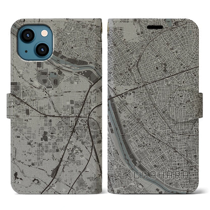 【久が原（東京都）】地図柄iPhoneケース（手帳タイプ）モノトーン・iPhone 13 用