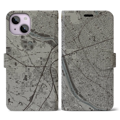 【久が原（東京都）】地図柄iPhoneケース（手帳タイプ）モノトーン・iPhone 14 用