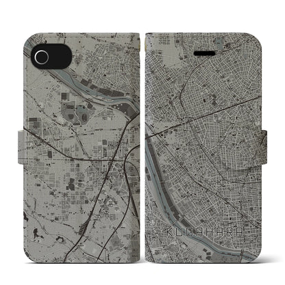 【久が原（東京都）】地図柄iPhoneケース（手帳タイプ）モノトーン・iPhone SE（第3 / 第2世代） / 8 / 7 / 6s / 6 用