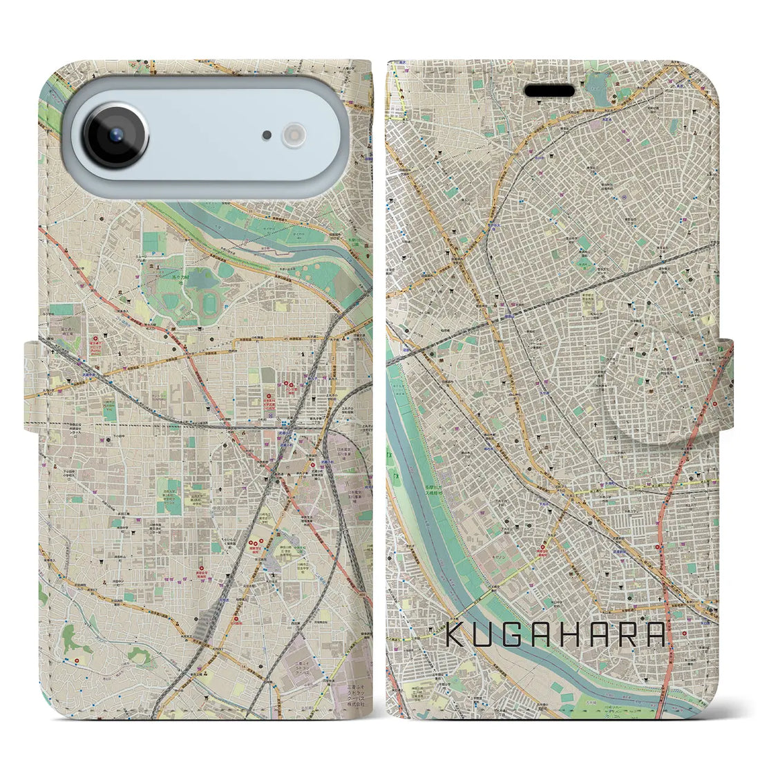【久が原(東京都)】地図柄iPhoneケース(手帳タイプ)モノトーン・iPhone 17 Pro Max 用