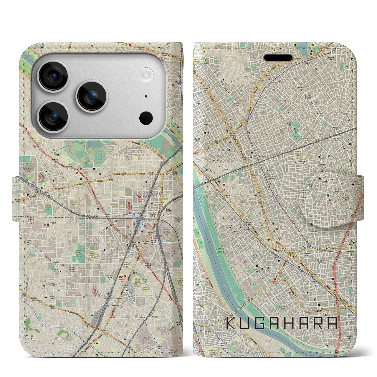 【久が原（東京都）】地図柄iPhoneケース（手帳タイプ）