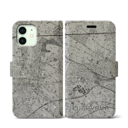 【久我山（東京都）】地図柄iPhoneケース（手帳タイプ）モノトーン・iPhone 12 mini 用
