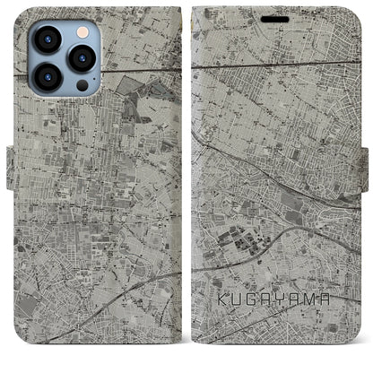 【久我山（東京都）】地図柄iPhoneケース（手帳タイプ）モノトーン・iPhone 13 Pro Max 用