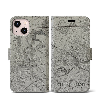 【久我山（東京都）】地図柄iPhoneケース（手帳タイプ）モノトーン・iPhone 13 mini 用