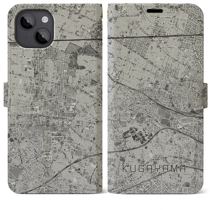 【久我山（東京都）】地図柄iPhoneケース（手帳タイプ）モノトーン・iPhone 14 Plus 用