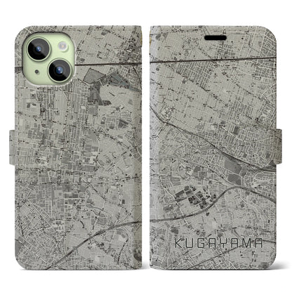 【久我山（東京都）】地図柄iPhoneケース（手帳タイプ）モノトーン・iPhone 15 用