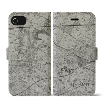 【久我山（東京都）】地図柄iPhoneケース（手帳タイプ）モノトーン・iPhone SE（第3 / 第2世代） / 8 / 7 / 6s / 6 用