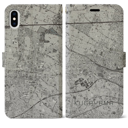 【久我山（東京都）】地図柄iPhoneケース（手帳タイプ）モノトーン・iPhone XS Max 用