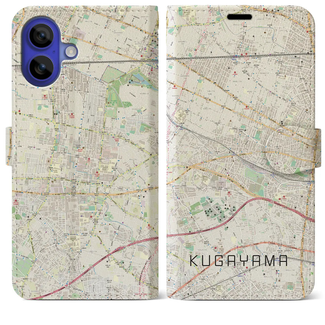 【久我山(東京都)】地図柄iPhoneケース(手帳タイプ)ナチュラル・iPhone 16 Pro Max 用