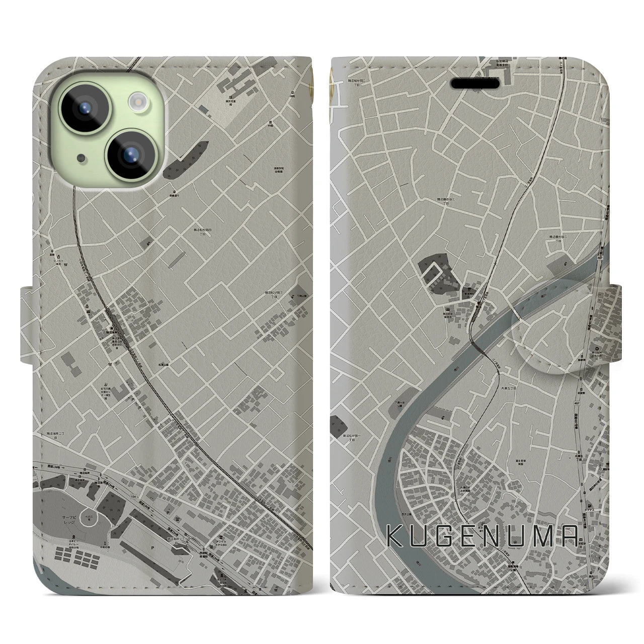 【鵠沼(神奈川県)】地図柄iPhoneケース(手帳タイプ)
