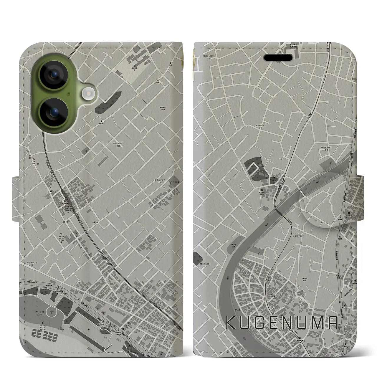 【鵠沼（神奈川県）】地図柄iPhoneケース（手帳タイプ）