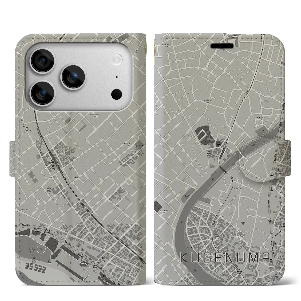 【鵠沼（神奈川県）】地図柄iPhoneケース（手帳タイプ）