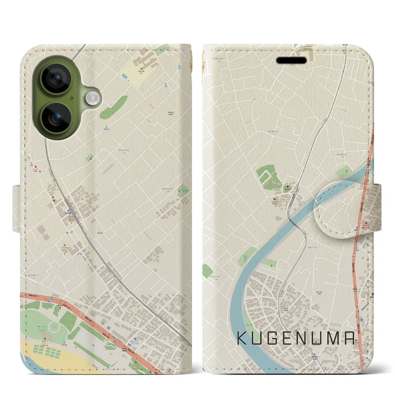【鵠沼（神奈川県）】地図柄iPhoneケース（手帳タイプ）