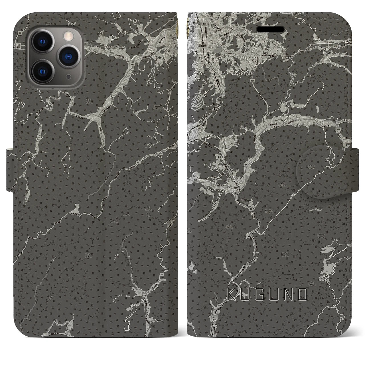 【久々野（岐阜県）】地図柄iPhoneケース（手帳タイプ）