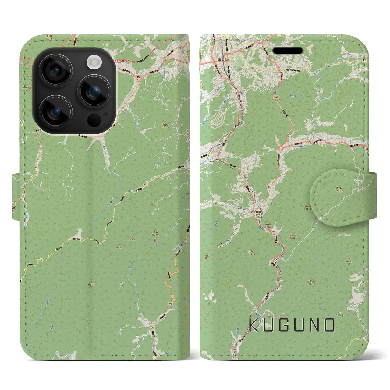 【久々野（岐阜県）】地図柄iPhoneケース（手帳タイプ）