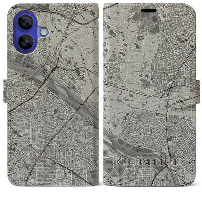 【九品仏（東京都）】地図柄iPhoneケース（手帳タイプ）モノトーン・iPhone 16 Pro Max 用