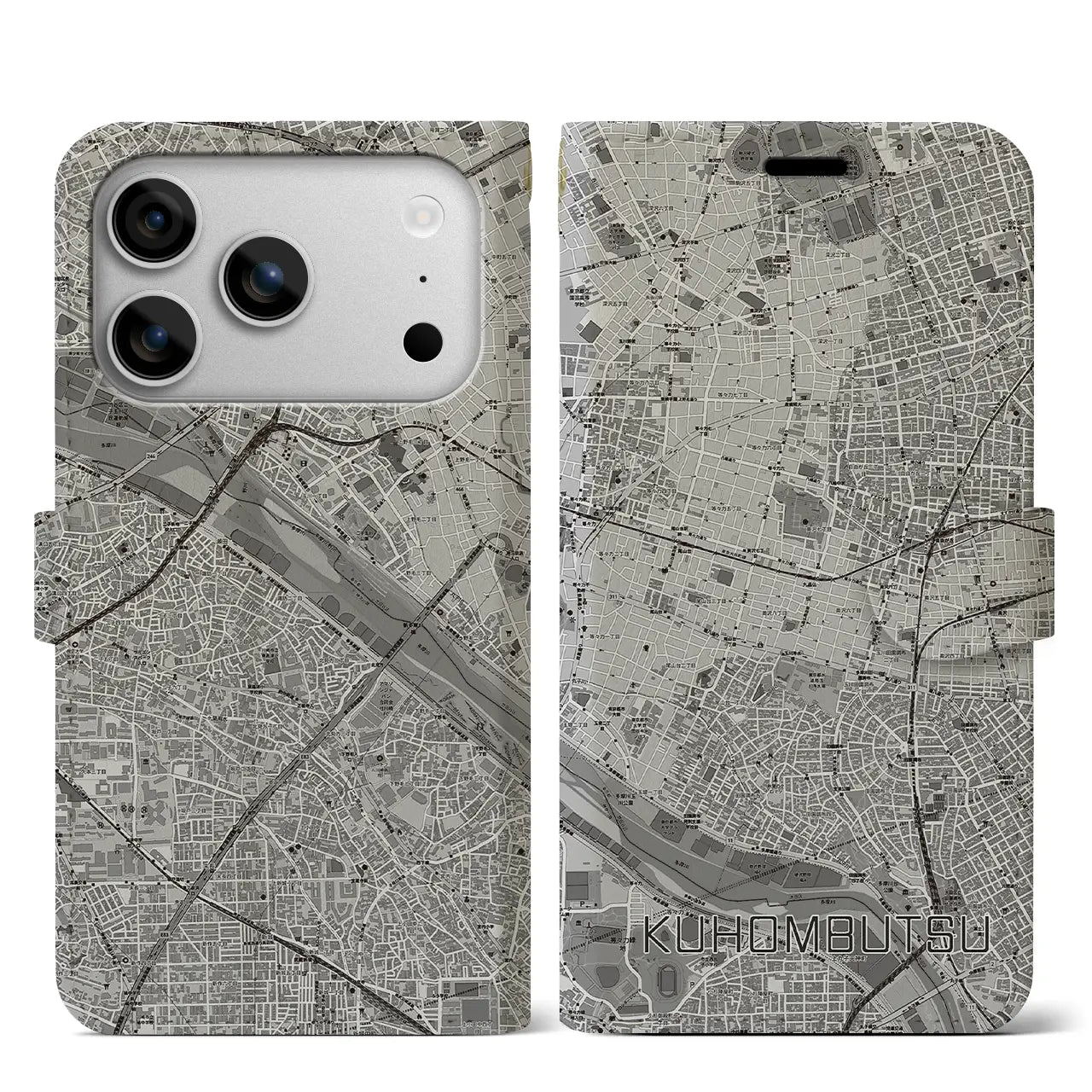 【九品仏（東京都）】地図柄iPhoneケース（手帳タイプ）