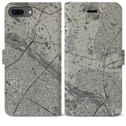 【九品仏（東京都）】地図柄iPhoneケース（手帳タイプ）モノトーン・iPhone 8Plus /7Plus / 6sPlus / 6Plus 用