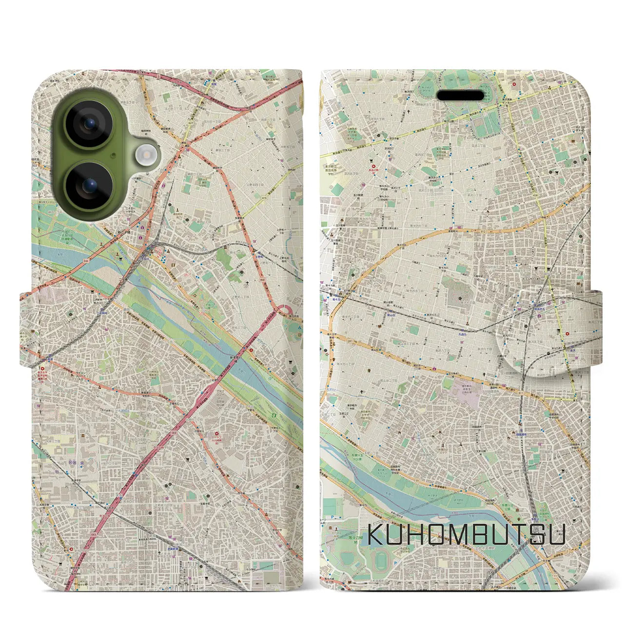 【九品仏（東京都）】地図柄iPhoneケース（手帳タイプ）