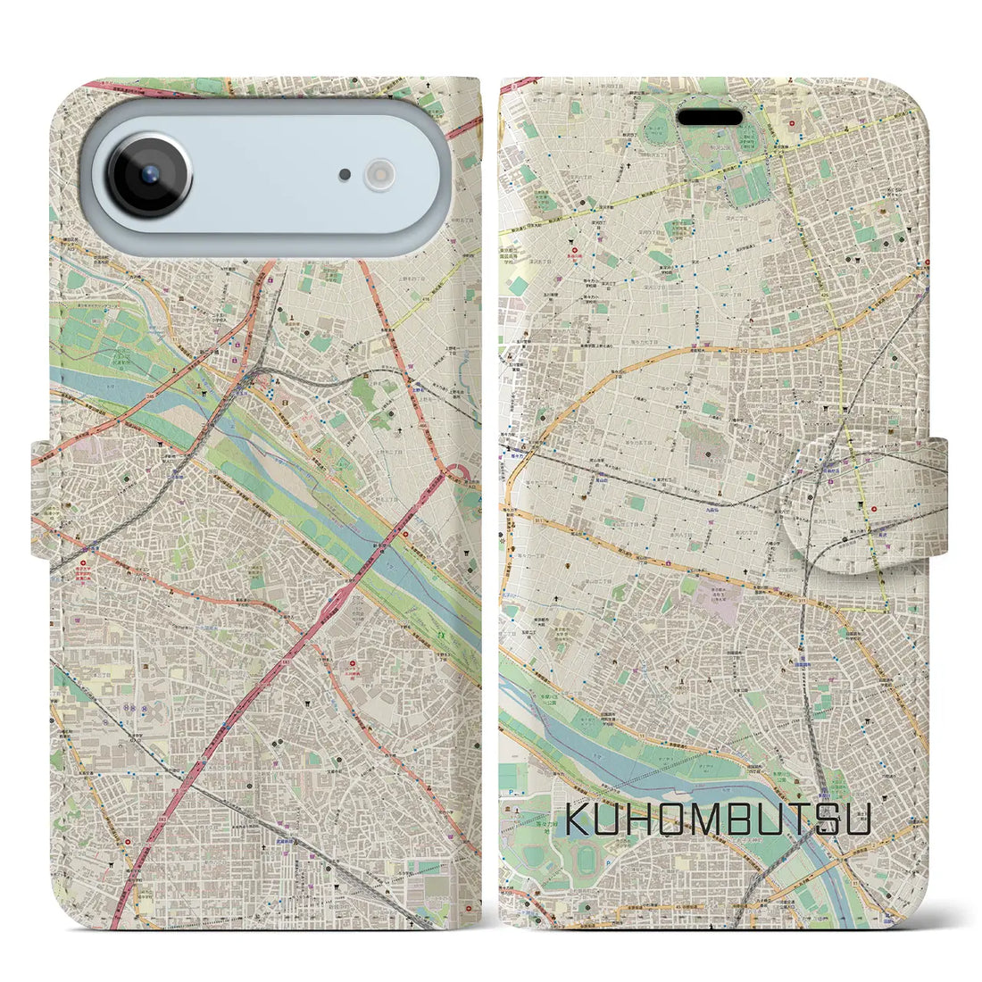 【九品仏（東京都）】地図柄iPhoneケース（手帳タイプ）モノトーン・iPhone 17 Pro Max 用