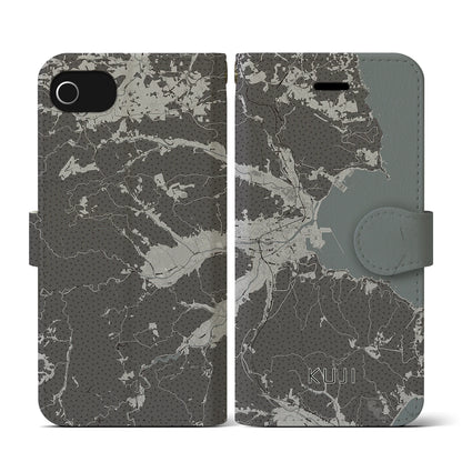 【久慈（岩手県）】地図柄iPhoneケース（手帳タイプ）モノトーン・iPhone SE（第3 / 第2世代） / 8 / 7 / 6s / 6 用