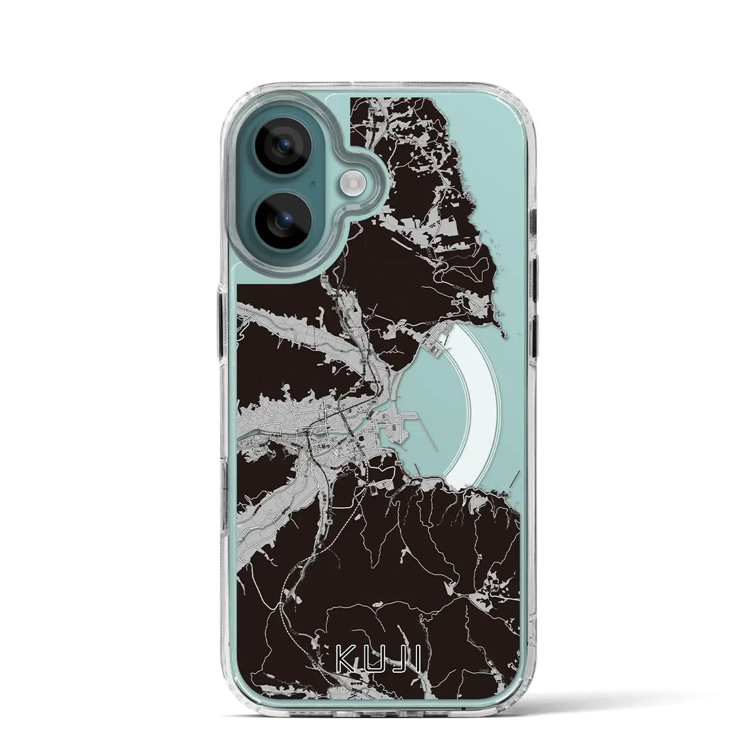 【久慈（岩手県）】地図柄iPhoneケース（MagSafeタイプ）モノトーン・iPhone 16 Pro 用