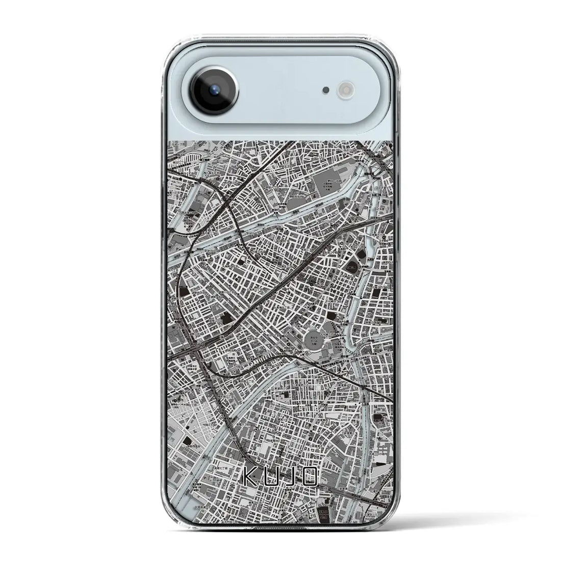 【九条（大阪府）】地図柄iPhoneケース（クリアタイプ）モノトーン・iPhone 17 Pro Max 用