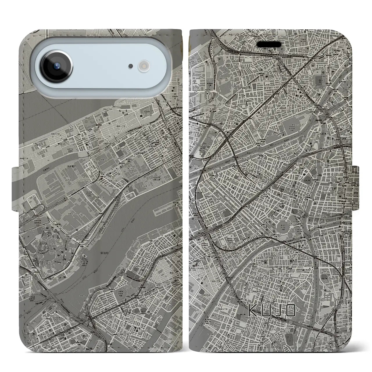 【九条（大阪府）】地図柄iPhoneケース（手帳タイプ）