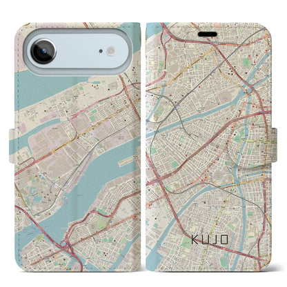 【九条（大阪府）】地図柄iPhoneケース（手帳タイプ）